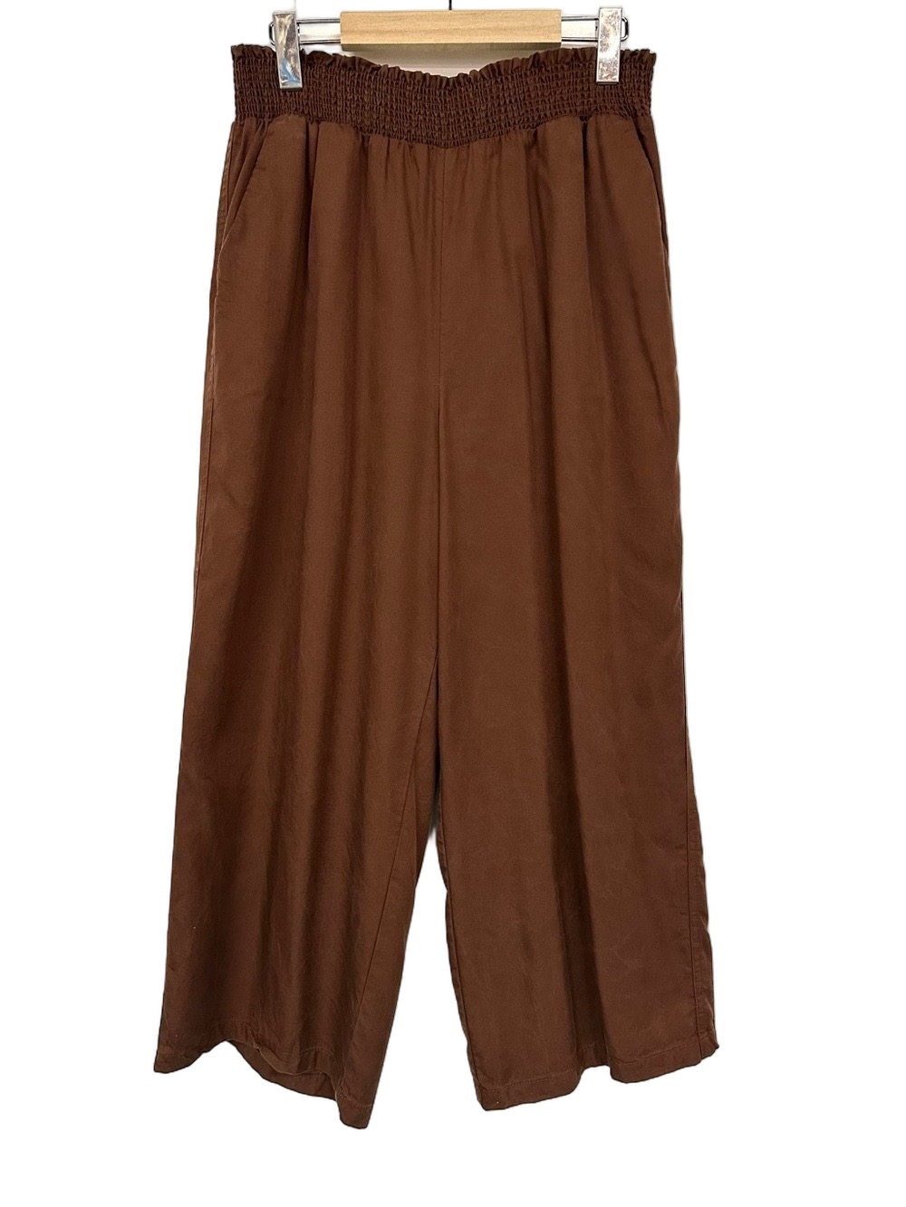 Laura Brown Tencel Wide Leg Pants High Waist Pull On Stretch Size 14